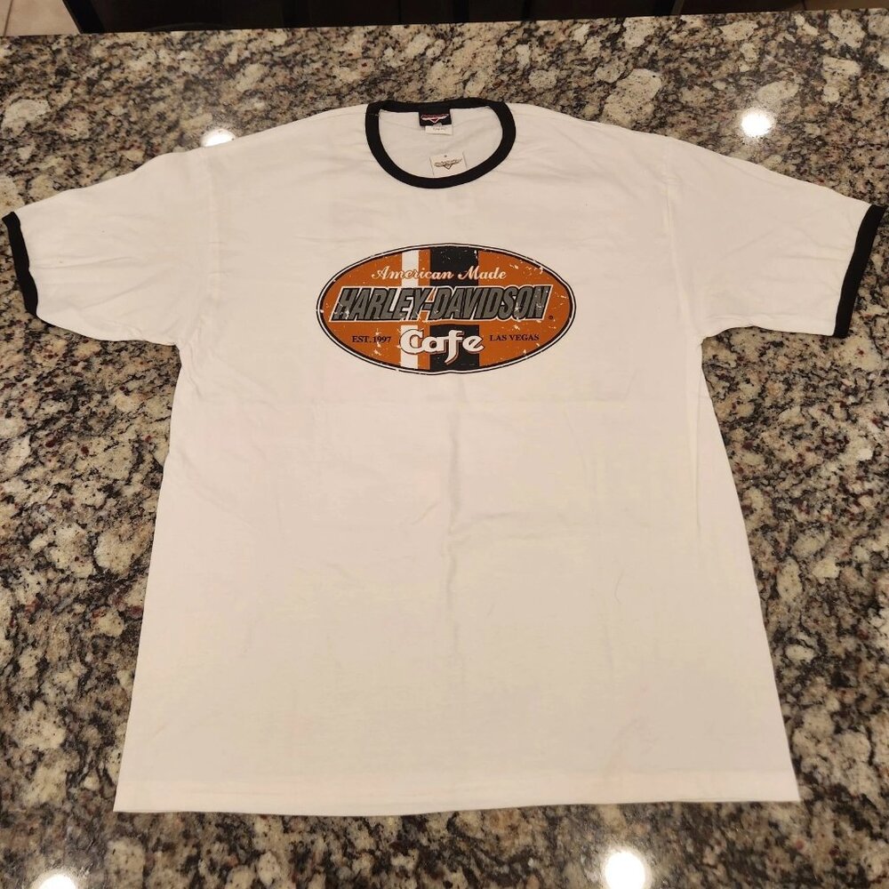 Vintage Harley Davidson Cafe White Shirt Adult Large Las Vegas NWT NOS - Picture 2 of 8